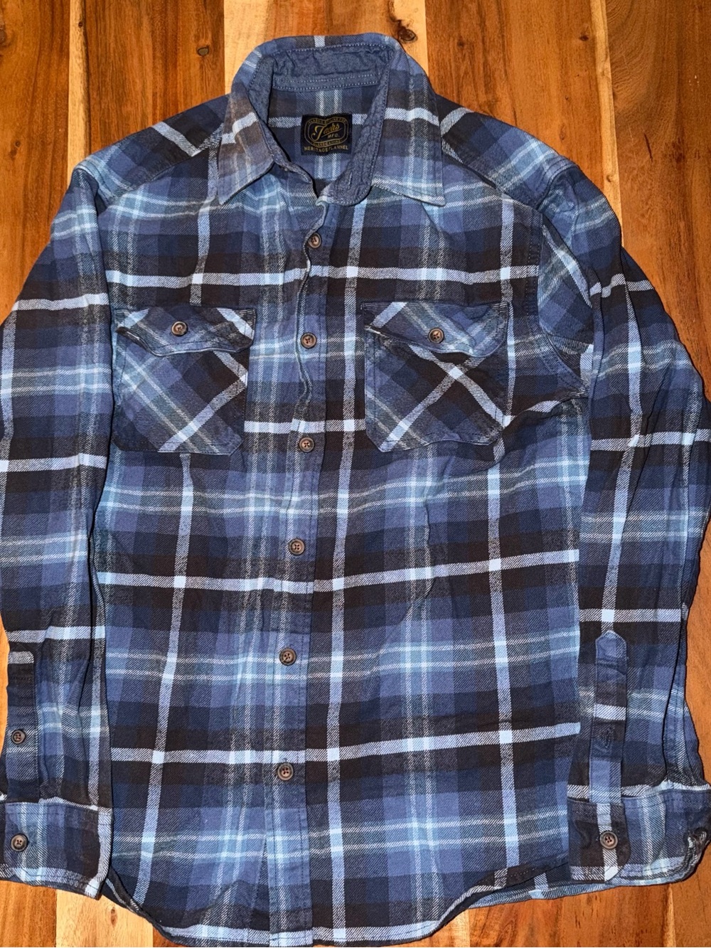 Men's Jachs Heritage Blue Plaid Flannel Classic Button-Up Size M. #023